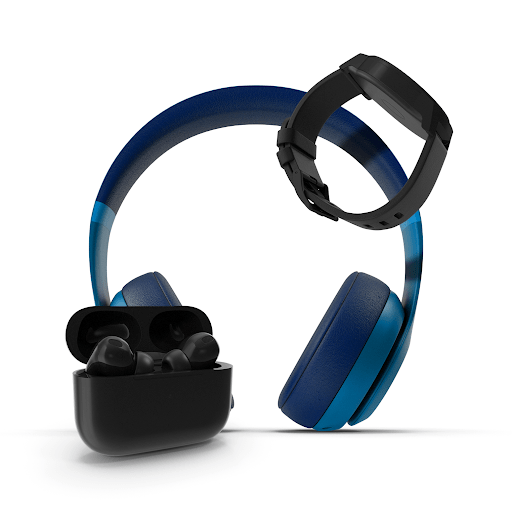 Wireless headphones, smart watch and ear buds